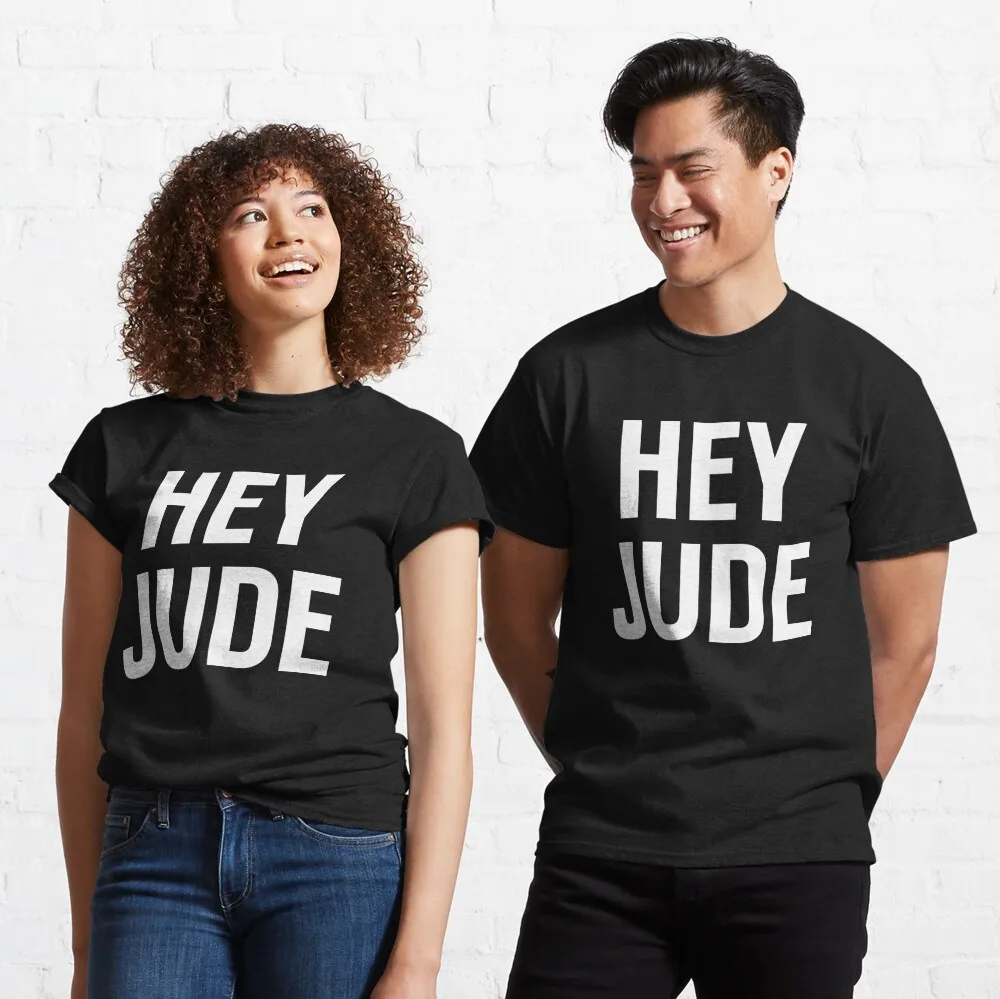

Классическая футболка Hey Jude, футболки с рисунком аниме для мужчин, женская одежда, футболки с коротким рукавом, винтажные высококачественные футболки из 100% хлопка