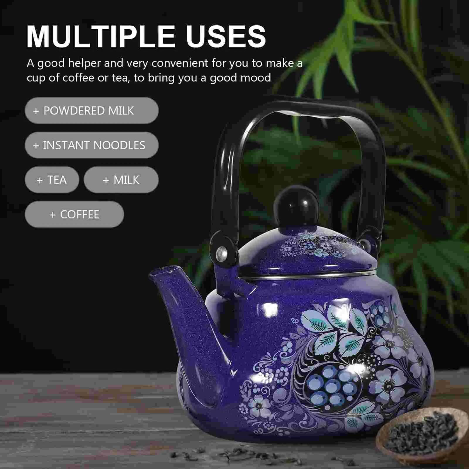 Water Hot Kettle Small Tea for Stove Top Peacock Flower Enamel Pot Vintage Teapot