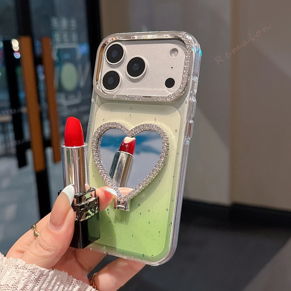 Glitter Heart Mirror Diamond Phone Case For Iphone Pro Max Cover_voghion.com