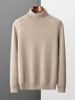New Men's 100% Merino Wool Turtleneck Pullover Cashmere Sweater Thick Warm Jumpers Quality Soft Casual Smart Knitwear Basic Tops 2