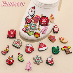 1pcs PVC Christmas Shoe Charms Xmas Tree Snowflakes Shoe Decorations Pink for Clog Garden Sandal Accessories Kids Gift Wholesale