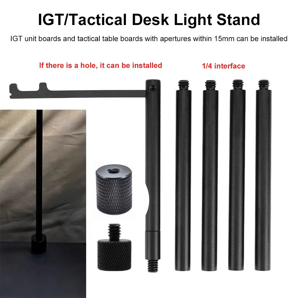Folding Camping Folding Lamp Pole 1/4 Tripod Screw Lamp Post Hanging Light Holder Stick for Camping Fishing Picnic BBQ Outdoor