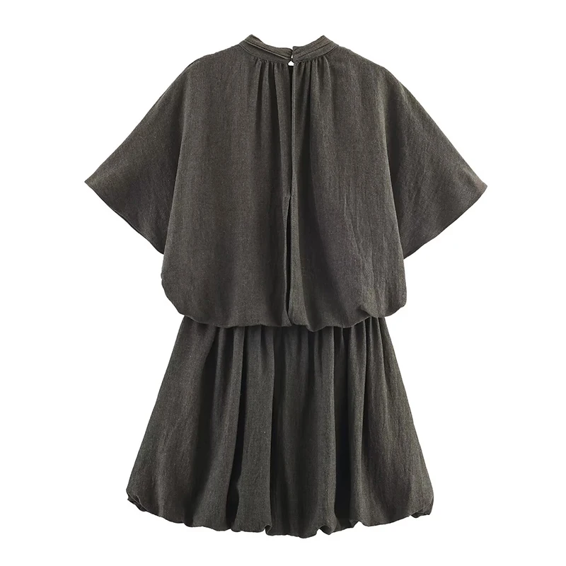 2025 New Women Short Dress Womens Ruched Mini Dresses Chic Short Sleeve Dresses Woman Streetwear Casual Dress ﻿