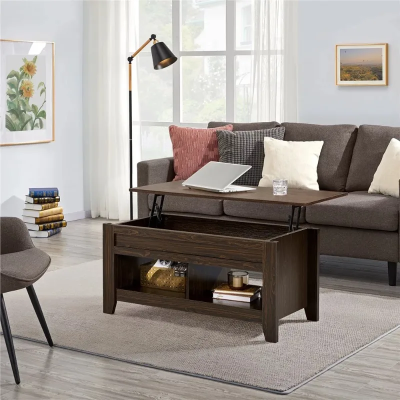 

Alden Design 41" Lift Top Coffee Table with 2 Storage Compartments, Espresso coffee table for living room