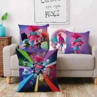 Trolls Cartoon Pillow Covers Cartoon Sofa Decorative Home Double-sided Printing Short Plush Cute Cushion Cover 2