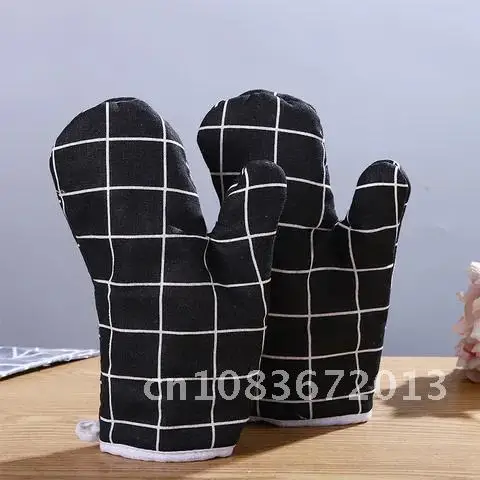 

Adorable Cotton Linen Oven Mitts Heat Resistant Microwave Oven Glove Baking BBQ Potholders Non-slip Kitchen Cooking Tools