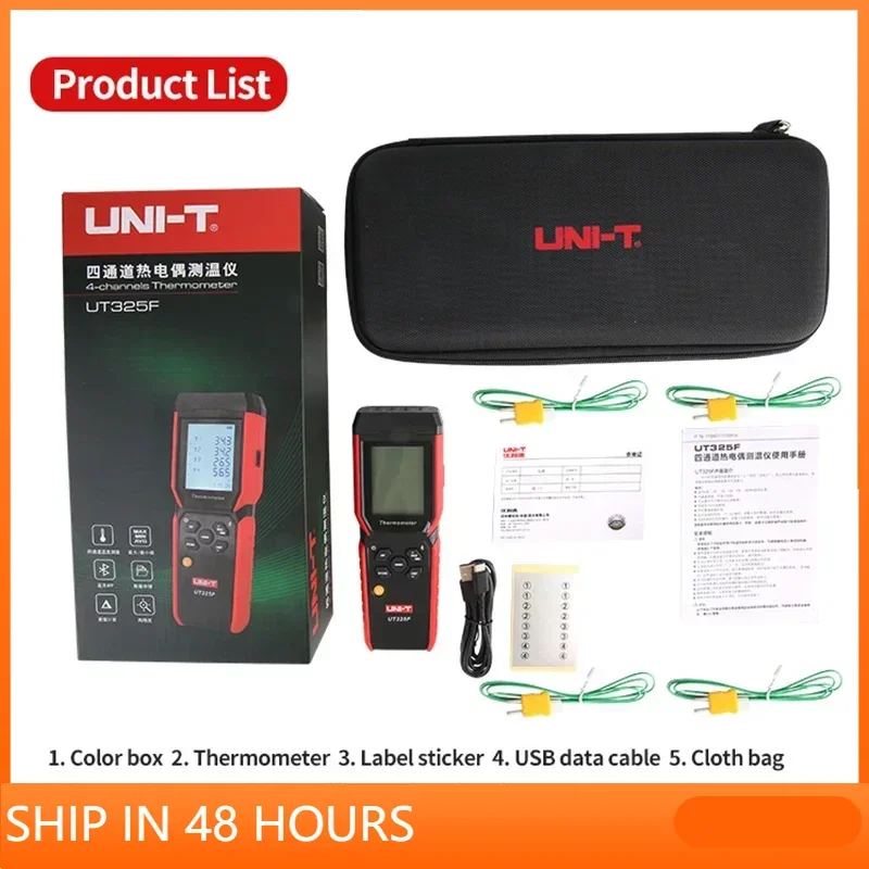 

UNI-T 4 Channel Digital Thermometer UT325F J/T/E/R/S/N/K Type Thermocouple Temperature Meter High Precision Bluetooth