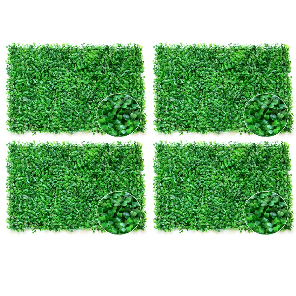 4 Packs Artificial Boxwood Panels 24'' X 16'' Boxwood Hedge Wall Panels Grass Backdrop Wall Uv