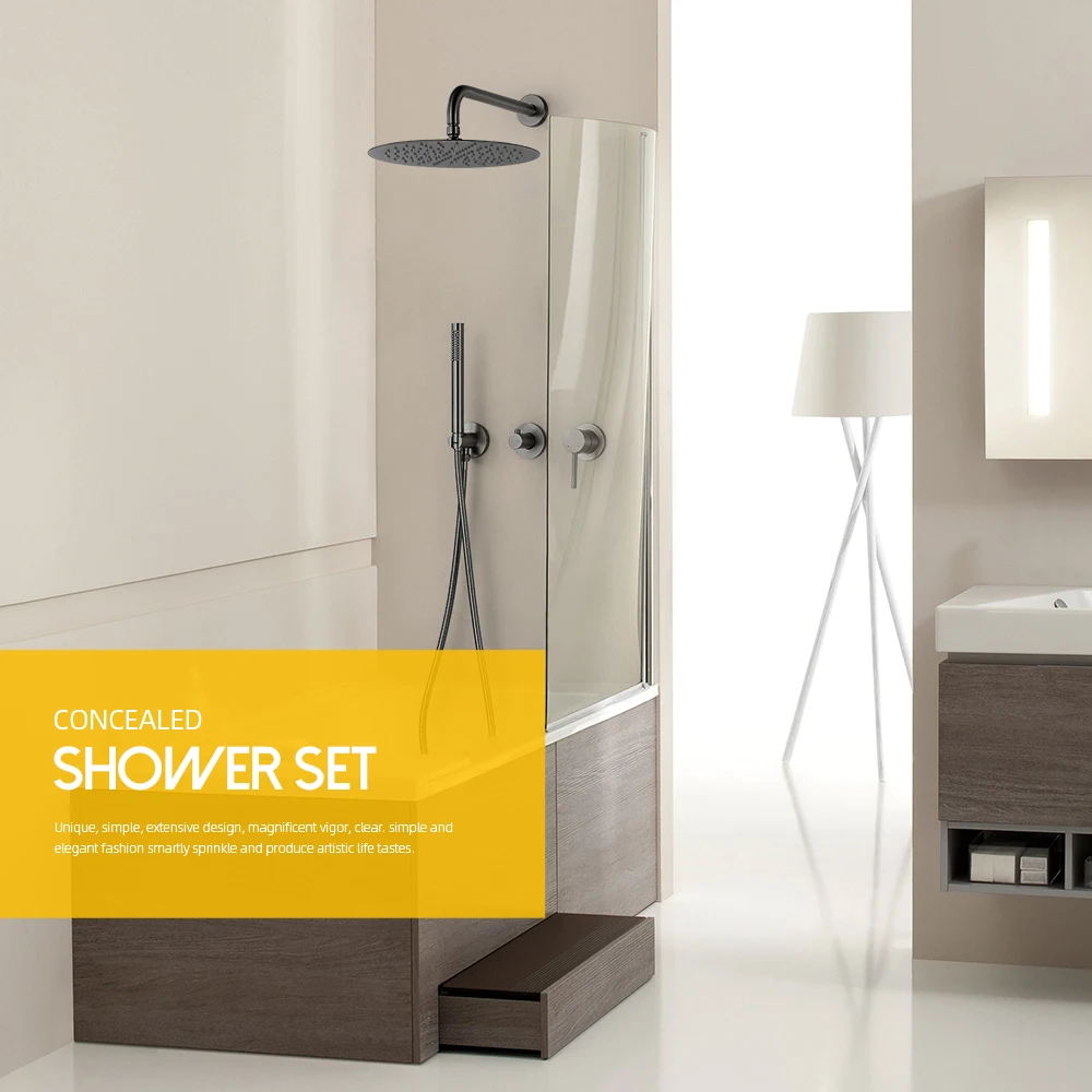 Shower Faucet Embed Box Wall Mounted Rain Head Hot &Cold Shower Tap Handheld 2 Ways Ceiling Arm Bathroom Mixer shower set