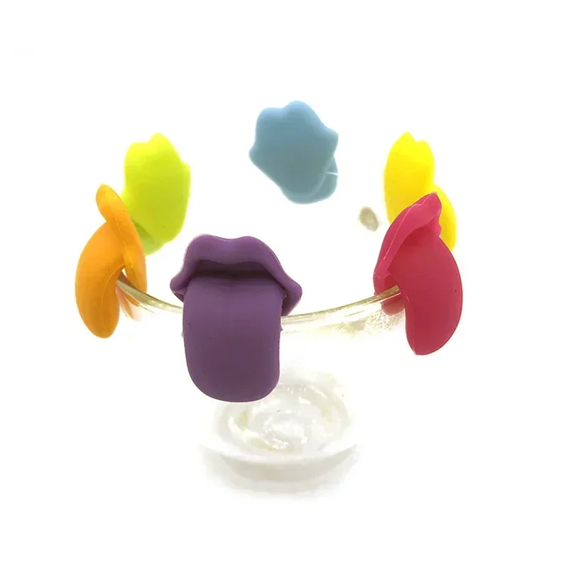 6Pcs Cool Wine Beer Glasses Recognizer Party Dedicated Suction Cup Wine Glass Silicone Label Marker Kitchen Bar Accessories Cute wine glass markers