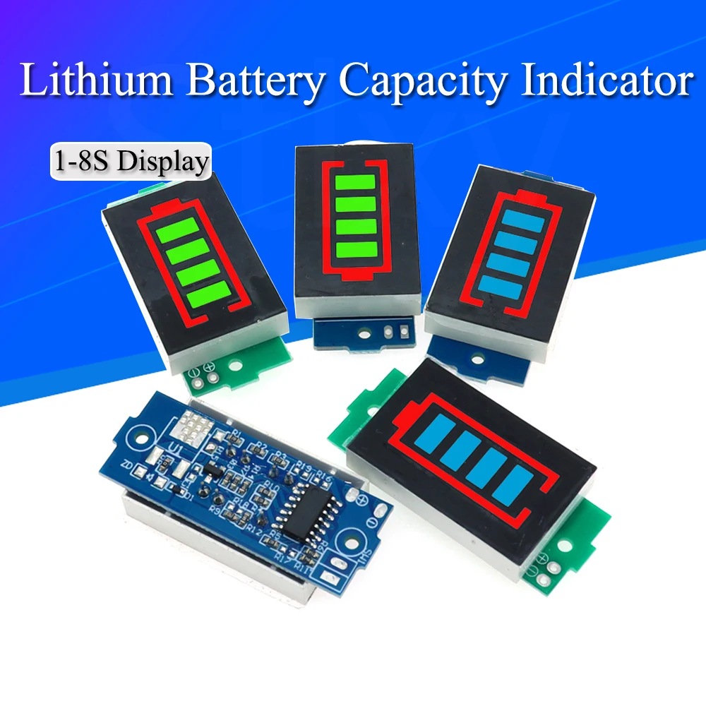 

1S 2S 3S 4S Single 3.7V Lithium Battery Capacity Indicator Module 4.2V Blue Display Electric Vehicle Battery Power Tester Li-ion