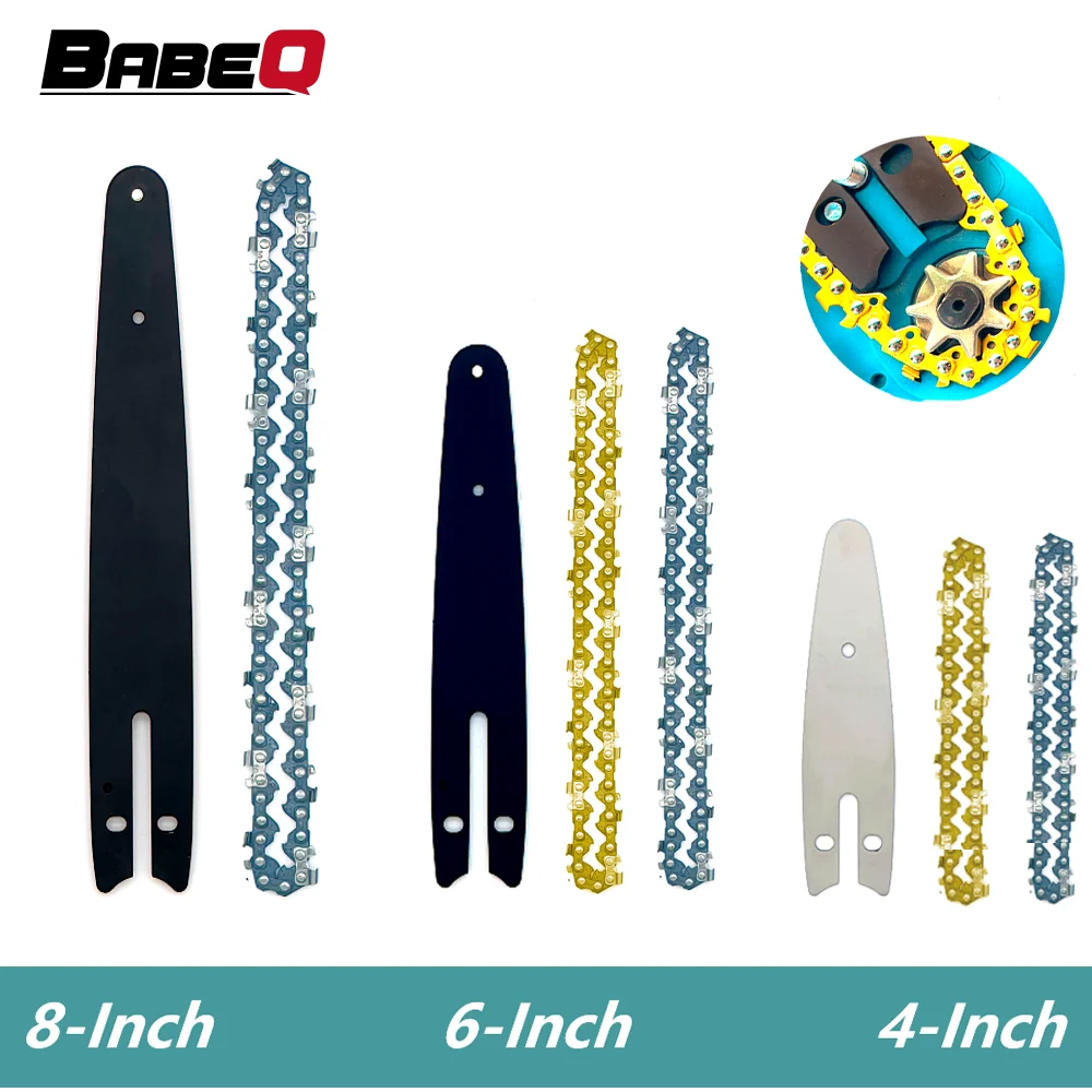 4 6 8 Inch Chain and Guide for Electric Mini Chainsaw Replacement Pruning Saw Electric Saw Parts Garden Tool Accessories,mini chainsaw,electric chainsaw,chainsaw chains,electric saw