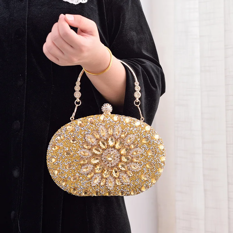 

Evening Clutch Bag for Women Wedding Flower Diamond Clutch Purses Chain Designer Luxury Bag Party Handbag with Metal Handle 2023