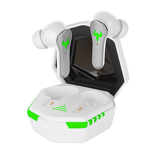 TWS Gaming Headsets Wireless Earphones 9D Stereo Surround Sound Quality Bluetooth-compatible 5.2 Music Headphones With Micphone white
