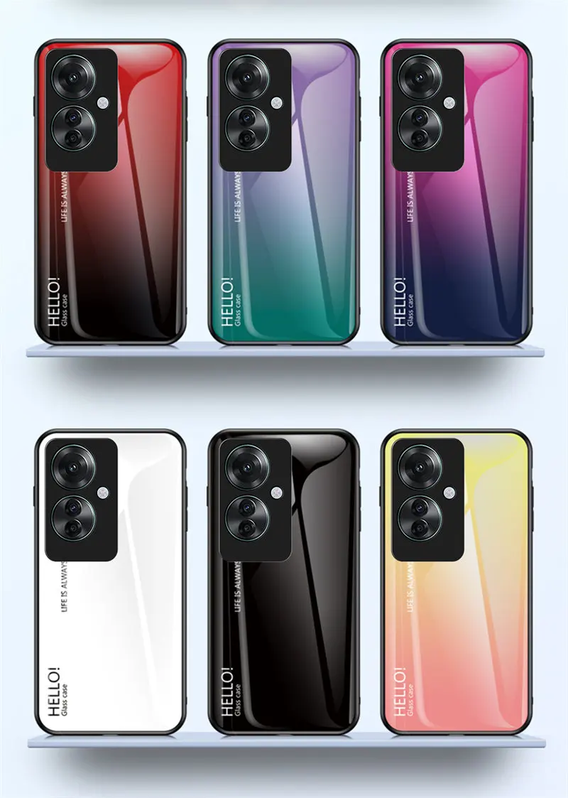 Gradient Tempered Glass Shockproof Hard Back Phone Case