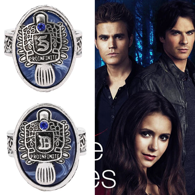 Film Finger Ring The Vampire Diaries Ring Anillos Salvatore Damomo Reborn Rings Fashion Cosplay Gift Accessories