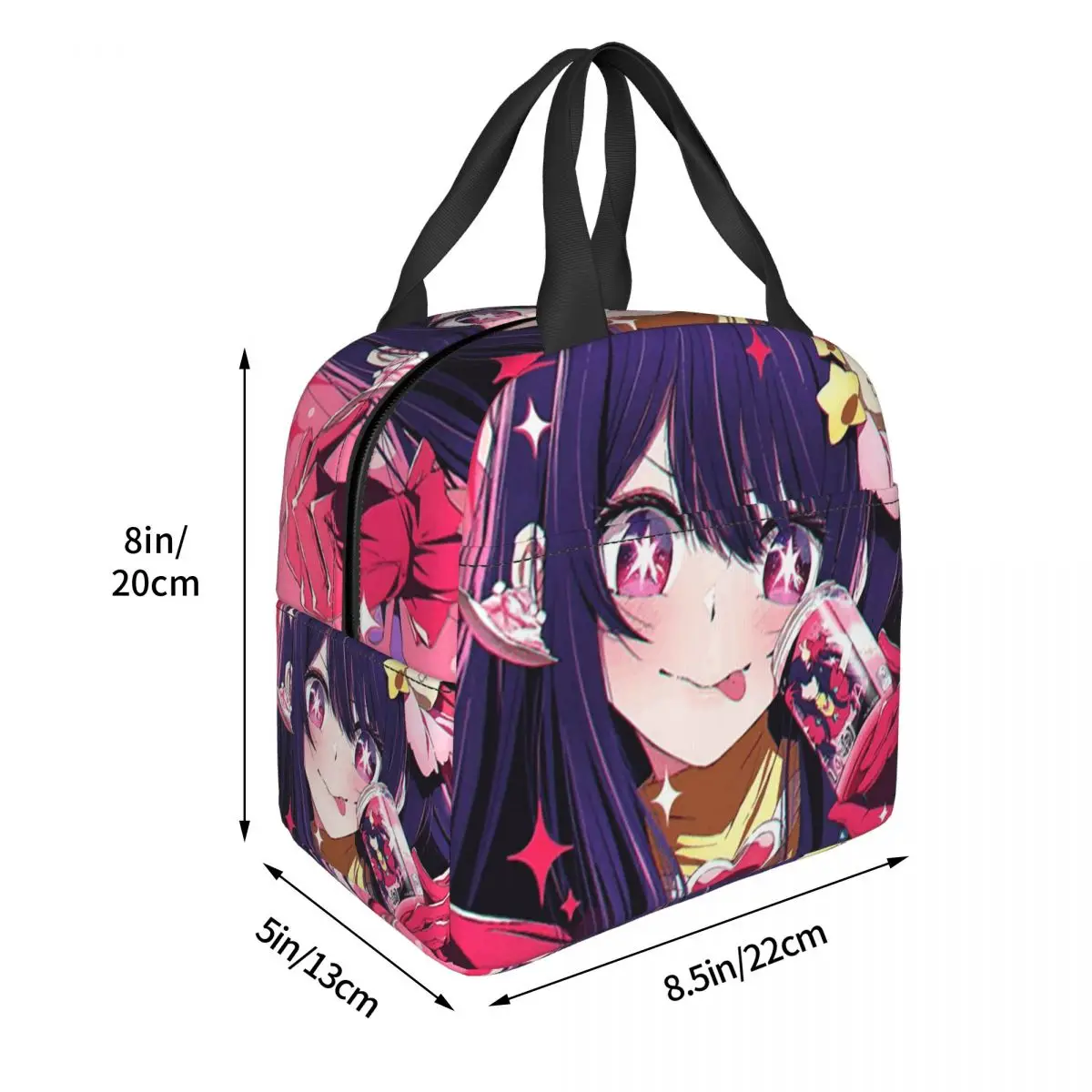 Oshi No Ko Anime Kawaii 여성용 절연 도시락 가방 사무실 쿨러 열 식품 상자 토트 휴대용 도시락 용기