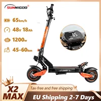 Trottinette électrique adulte SUNNIGOO X2/X2MAX, vitesse réglable, moteur haute puissance 1200W, batterie 48V 18Ah, vitesse maximale 65 km/h, autonomie 35-60 km, grand écran LCD, pneus tout-terrain, trottinette électrique haute vitesse pour les trajets quotidiens et les déplacements en extérieur. 1