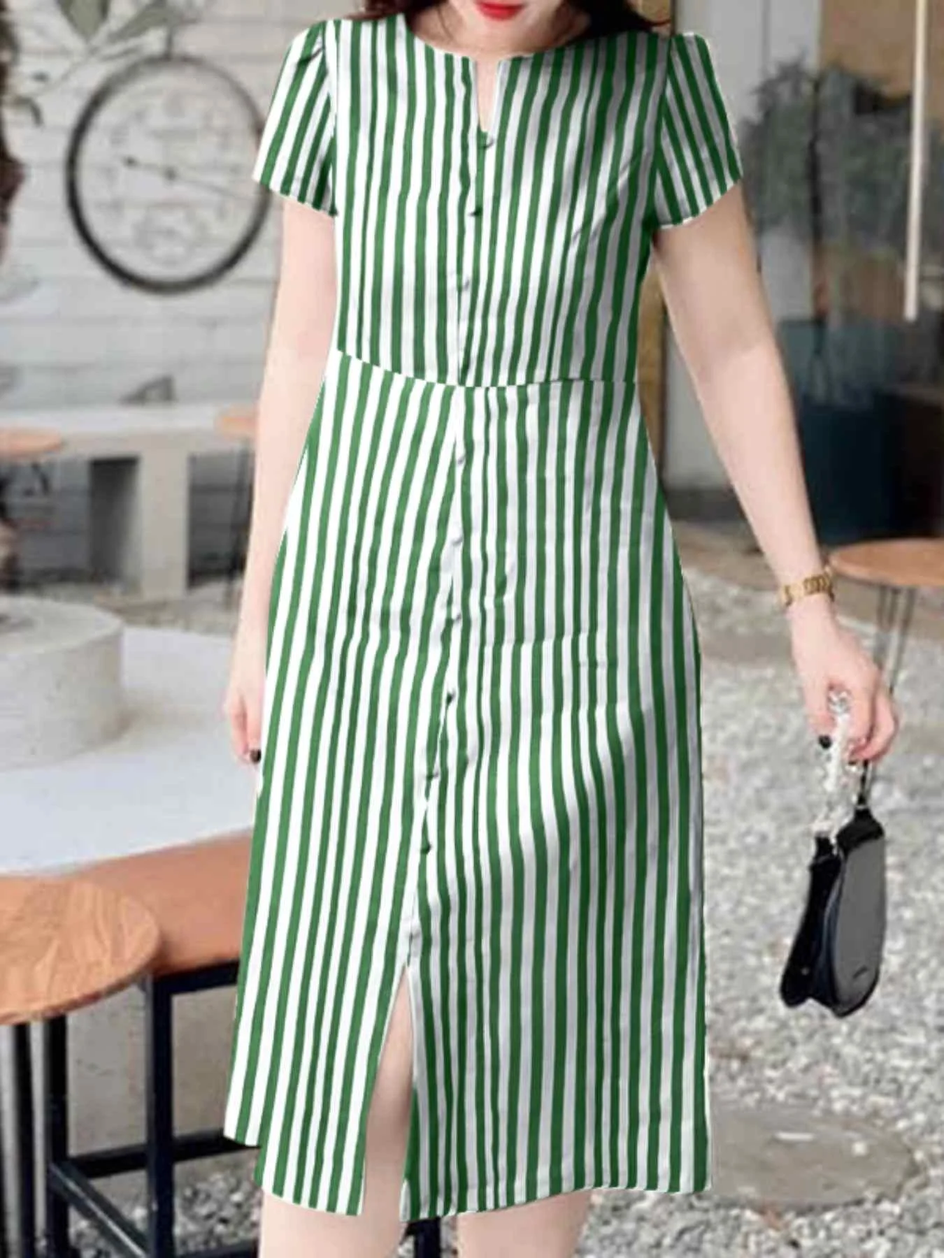 

Женское богемное Повседневное платье ZANZEA в полоску, летние платья 2024, модное свободное платье миди с коротким рукавом, пуговицами, передним разрезом и принтом