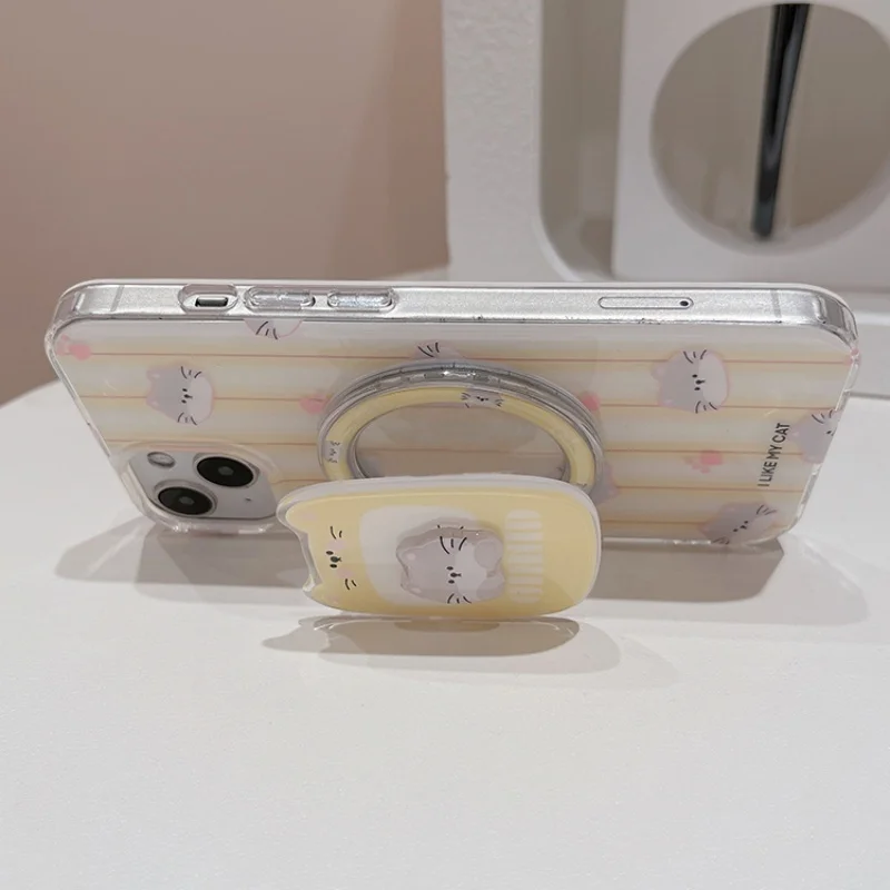 Adorable Cartoon Kitten Magnetic Phone Grip & Stand