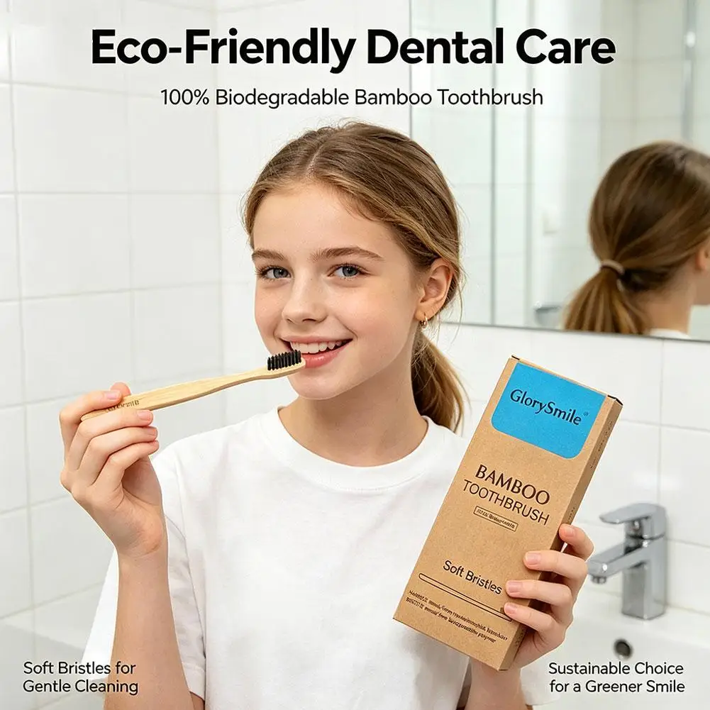 Eco-Friendly Bamboo Toothbrush Set with Charcoal-Infused Soft Bristles