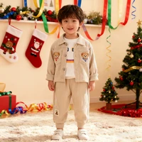 Baby Clothes Autumn 2Pcs Sets For Children Jacket+Pants Suit Boys Girls Cute Bear Embroidery Spring Clothing New Year Dress Up