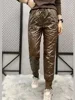 Winter Oversized Down Cotton Pencil Pants Warm Korean Fashion Slim Thick Women Pantalones Casual High Wais Black Trousers 4XL 2
