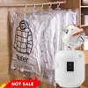 Hang Transparent Vacuum Bag Storage For Clothes Down Jacket Overcoat Compression Home Organizer Wardrobe Dustproof Coat Air Pump 1