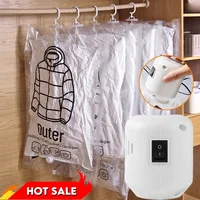 Hang Transparent Vacuum Bag Storage For Clothes Down Jacket Overcoat Compression Home Organizer Wardrobe Dustproof Coat Air Pump 1