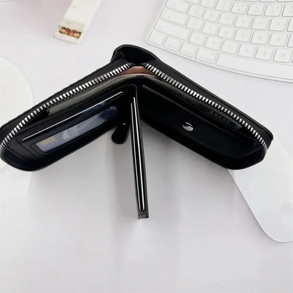 Leather Men’s Wallet Luxury Mens Purse Male Zipper Card Holders with Coin Pocket Rfid Wallets Gifts for Men Money Bag