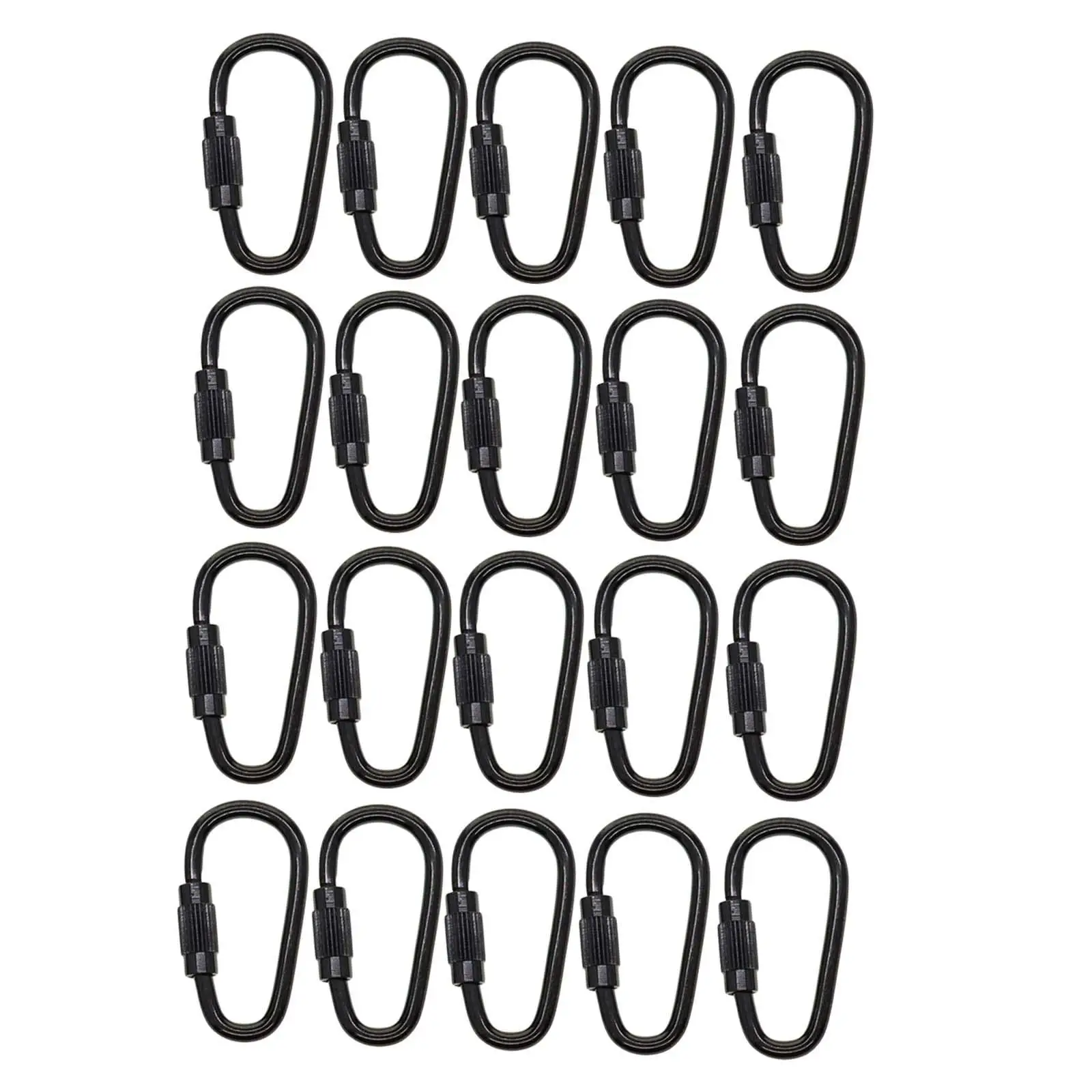 Small Locking Carabiner Clip Screw Lock Carabiner Steel Black Hanging 20Pcs climbing carabiner