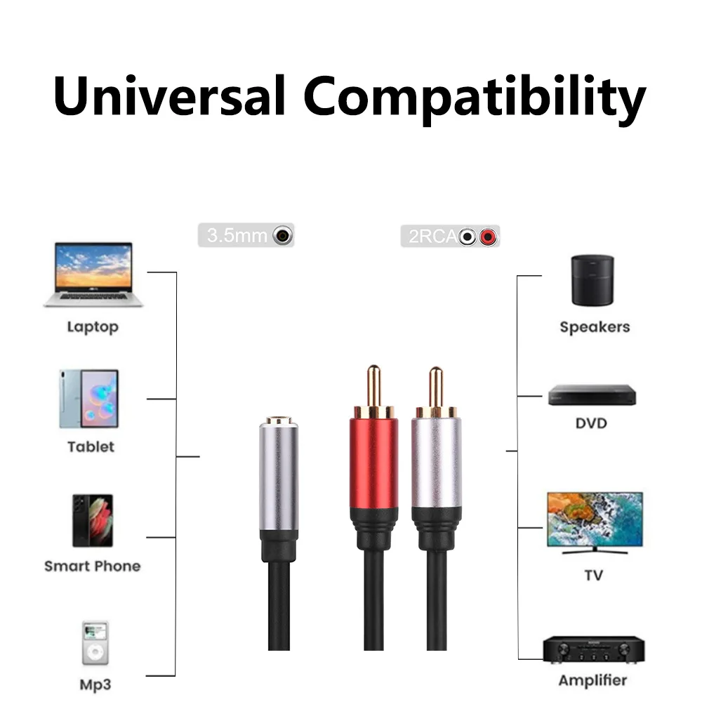 Cavo Audio 3.5mm A 2 RCA | Collegamento Stereo Per TV, Auto, Home Theater | 3 Metri - Foto 7