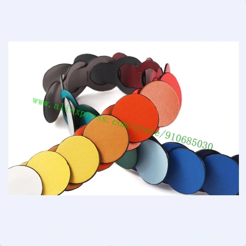 Colorful Rainbow Round Leather Bag Strap For Lady Handbag Women Purse Shoulder Carry Belt
