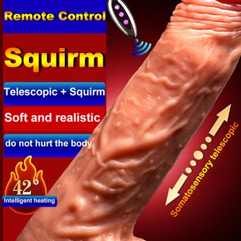 Soft Realistic Dildo Vibrator Electric Heating Vibrating Big Huge Penis G Spot Sex Toys for Women USB Rechargeable Wireless Dick 5