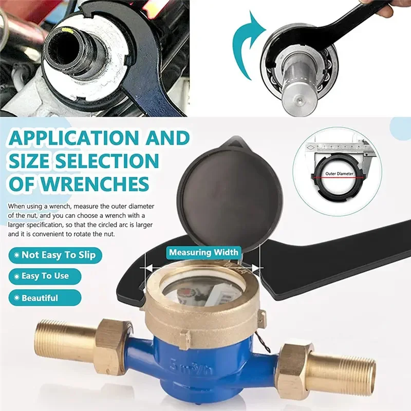 5-teiliges Haken-Schraubenschlüssel-Set C-förmiger Schraubenschlüssel Rutschfester Halbmond-Schraubenschlüssel Motorrad-Auto-Reparatur Stoßdämpfer-Einstellschlüssel Handwerkzeug – Detail 2