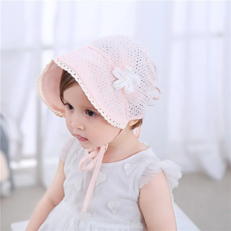 2022 New Spring Summer Outdoor Baby Girls Hat Lace Bowknot fisherman hat Baby Sun Hat Kids Sun Caps Toddler Sunscreen Cap baby accessories box