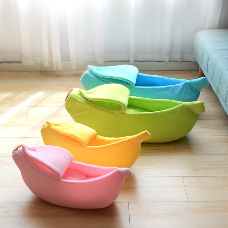 Warm Banana Shaped Dog Cat Bed Cozy Basket Puppy Kittens Cushion Kennel Portable Pet Sleeping Mat Bed Cats Supplies image_1