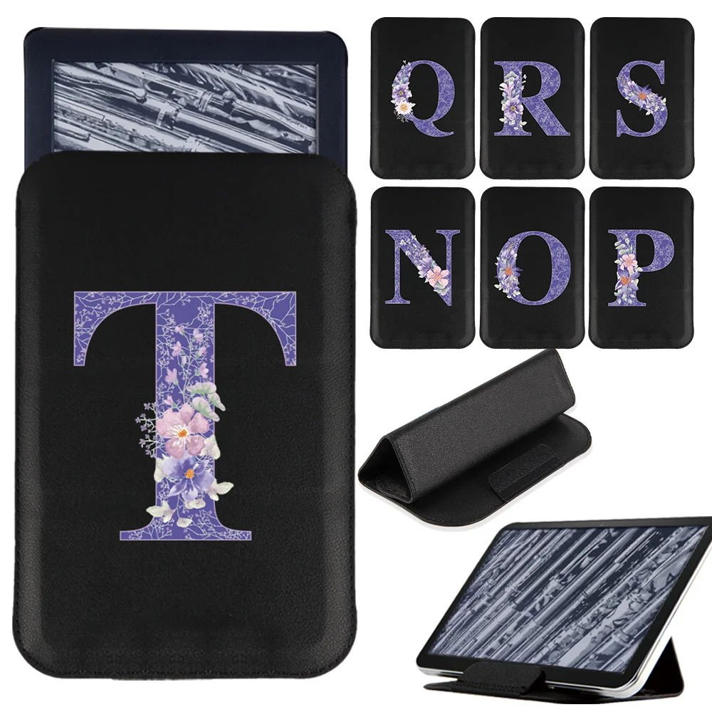 Per Kindle Paperwhite 5/Paperwhite 4/Paperwhite 1 2 3/Kindle 10Th/Kindle 8Th Purple Flower Print Pu Leather Tablet Stand Bag