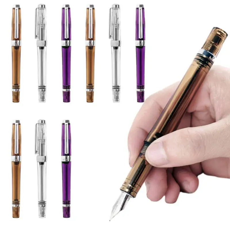 NEW Wing Sung 3013 Transparent Fountain Pen Vacuum Negative Pressure Fountain Pen Transparent Ink 0.38/0.5mm