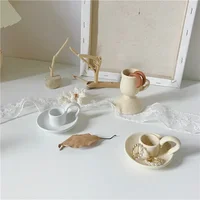 Ceramic Handhold Candlestick Ornaments Photography Home Decoration Jewelry Stand Candle Holder 1PC 3