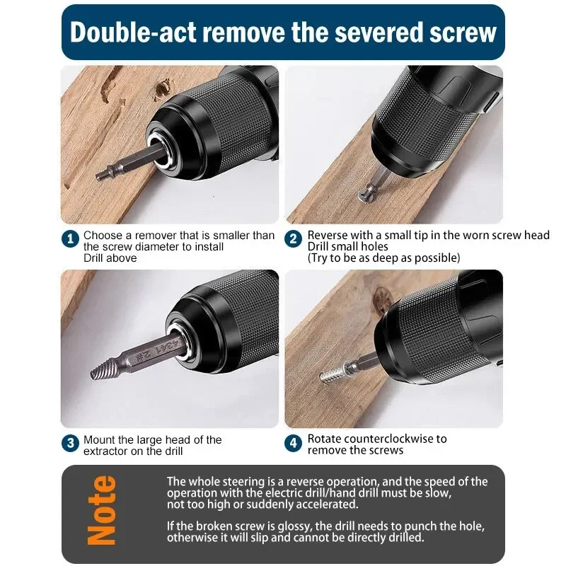 6-Piece Double-Ended Damaged Screw Remover Set