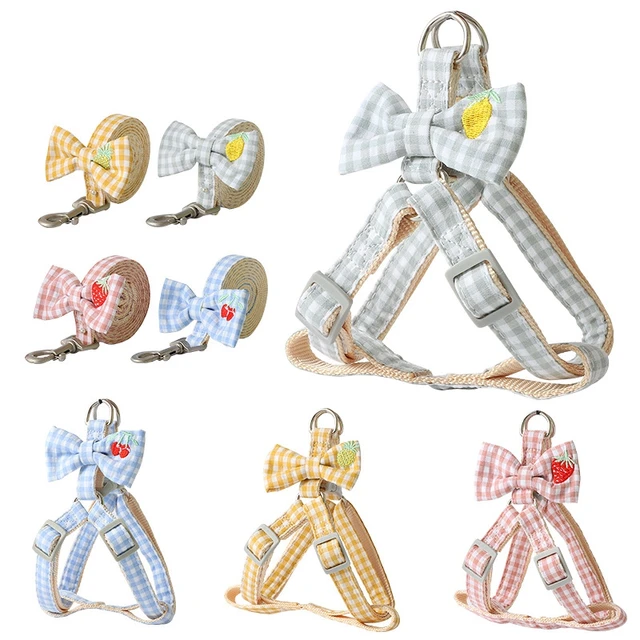Dog Harness Leash Evening Dress Bow Collar Set Adjustable Cute  Dog Harness For Small Medium Pet Cat Collar Leash Outdoor Walkin 4