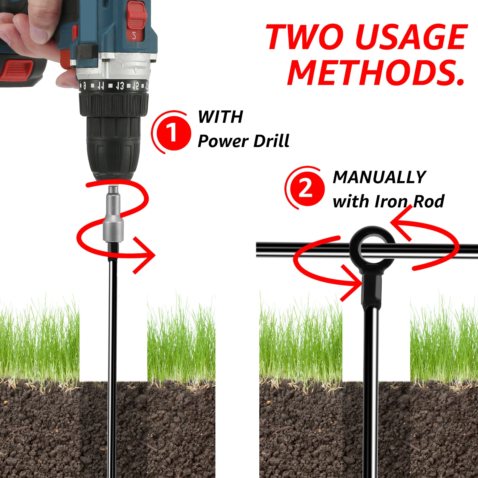 4Pcs Ground Anchors 18inch Spiral Earth Anchors Kit Heavy Duty Metal Ground Anchor with Removable Round Ring Ground Stakes 2