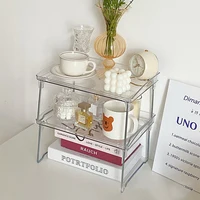 Home Acrylic Transparent Desktop Storage Box Simple Dormitory Office Storage Rack Shelf Home Collapsible Heightening Shelf 1