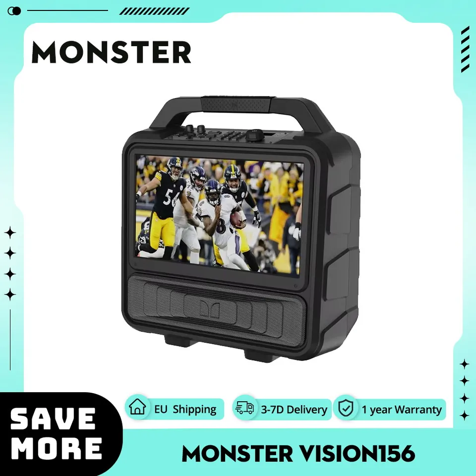 Monster Vision156 Bluetooth Speaker with Built-in LCD TV, 15.6