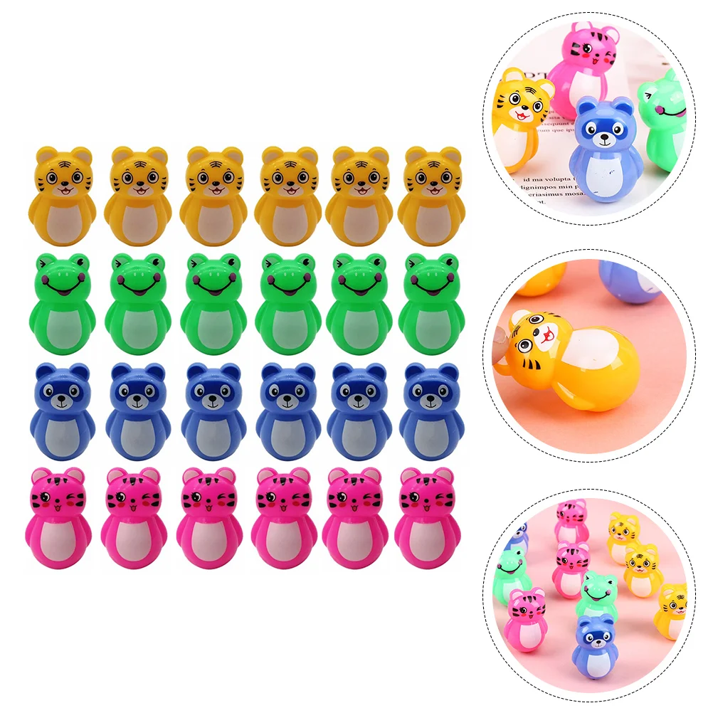 24 Pcs Decorations Tumbler Toy Child Mini Animal Sculpture Abs Babydoll Desktop Adornment 5