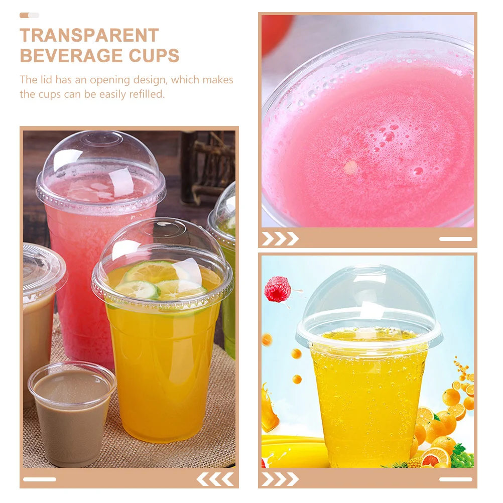 Plastic Cups 30 Sets Drink Juice Clear Milk Fruit with Lid Transparent Beverage Design Bubble Tea Cold