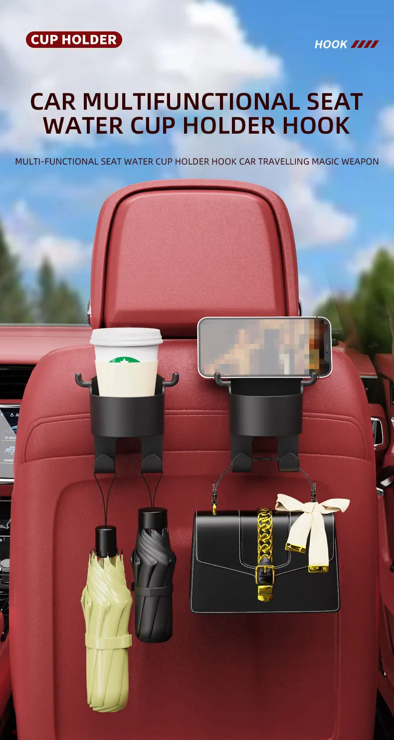 Autos itz Kopfstütze Getränke halter Haken Trink flasche hängen Aufbewahrung organisator Universal Auto Rücksitz Haken für Handtasche Regenschirm – Detail 1