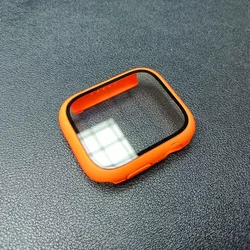 Enhanced Tempered Glass Case for Apple Watch - Screen Protector & Bumper Cover Accessories (Orange 29)