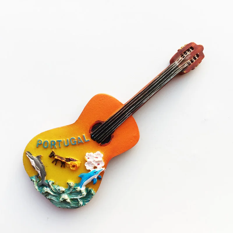 Magnete Frigorifero 3D Portogallo A Forma Di Chitarra, Souvenir Da Viaggio In Resina Fatta A Mano, Dimensioni 5x10 Cm, Decorazione Casa E Cucina